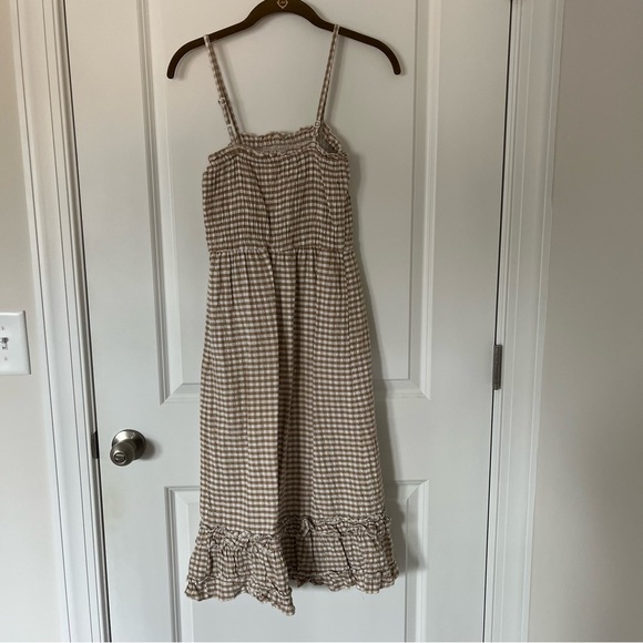 Sim & Sam Gingham Tan and White Dress Spaghetti Strap - XS - Picture 5 of 6